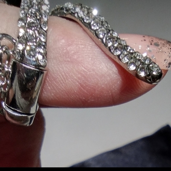 CRYSTAL Snake Silver Tone Stretch Ring NWT - Picture 3 of 5